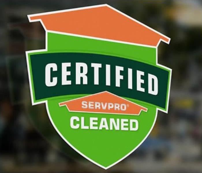 Certified:SERVPRO cleaned graphic on the window of a business