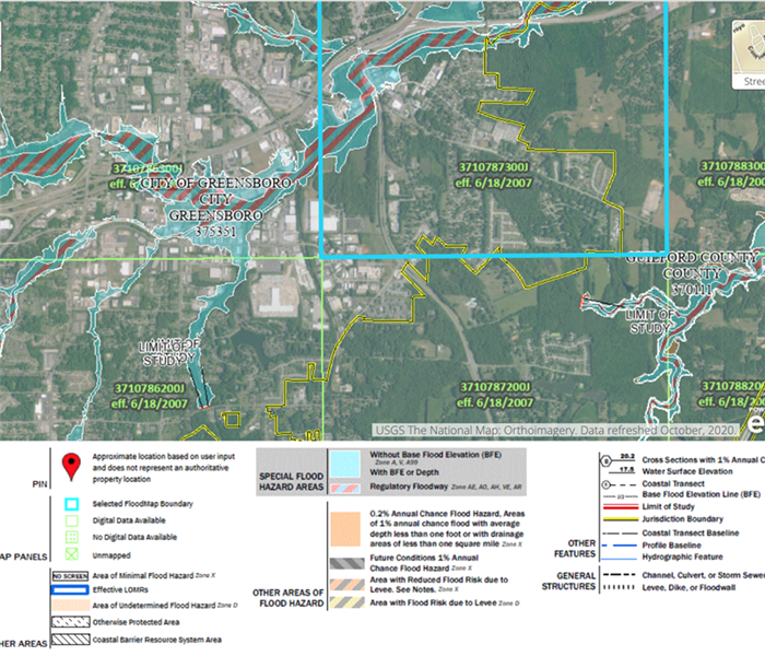 Flood map of ServPro Greensboro North